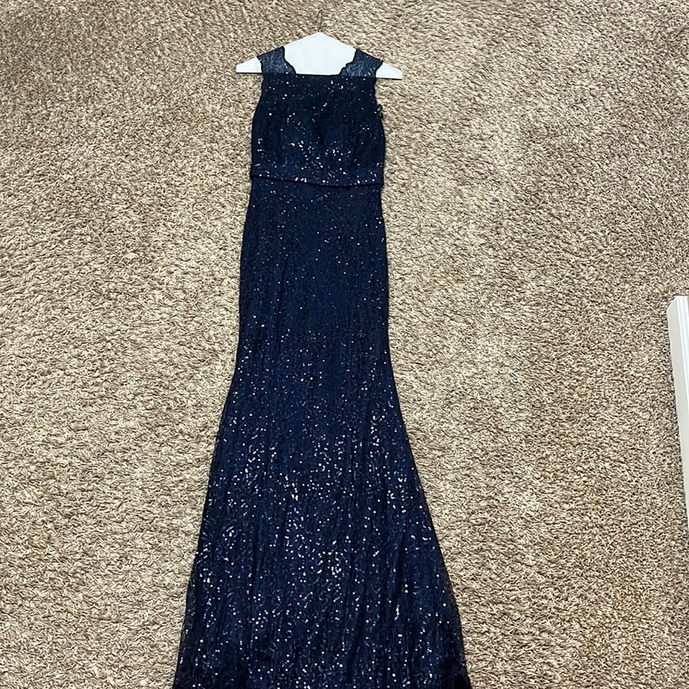 Long slim fitting sequins prom dress